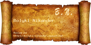 Bolyki Nikander névjegykártya